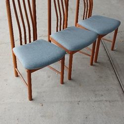 3 Mid Century Modern Teak Dining Chairs  Good Condition