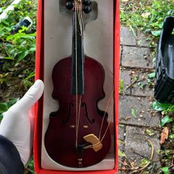 Vintage Honey Amber Wood Violin 15 Inches Tall