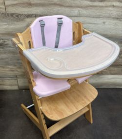 Cowiewie 3-in-1 Natural Wooden High Chair Pink