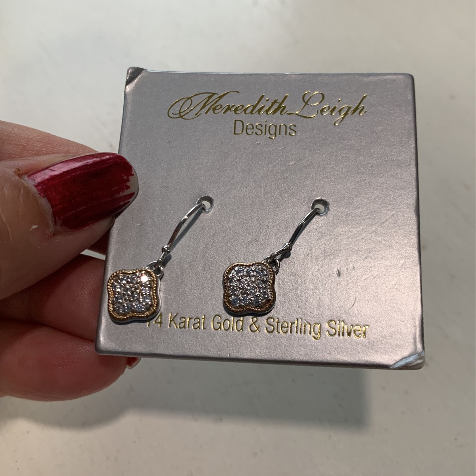 Meredith Leigh 14k Yellow Gold And Sterling Diamond Earrings