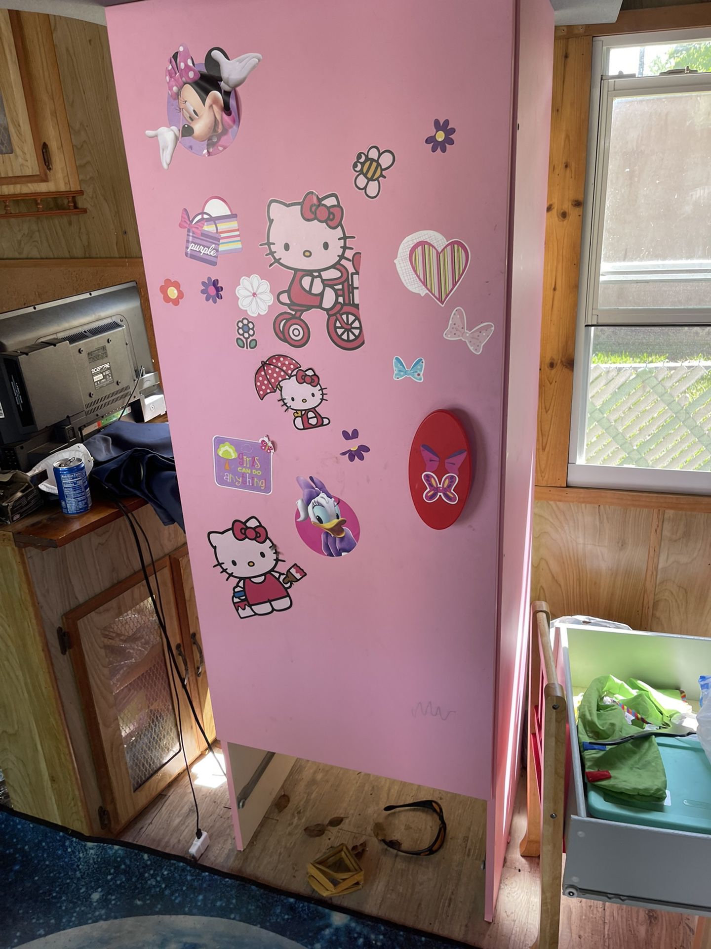 Pink Kids Cabinet With Shelf