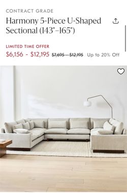 West elm U shape harmony sectional