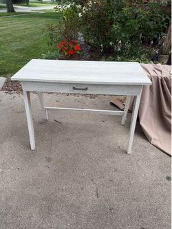 Modern Wooden Greyish Desk, with Drawer, solid and sturdy, 42 w, 20 deep, 30 high, $30