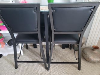 Folding Dining Chair with Padded Seats, Sturdy Metal Frame, Floor Protectors, Space Saving Design, Black (4 Available)