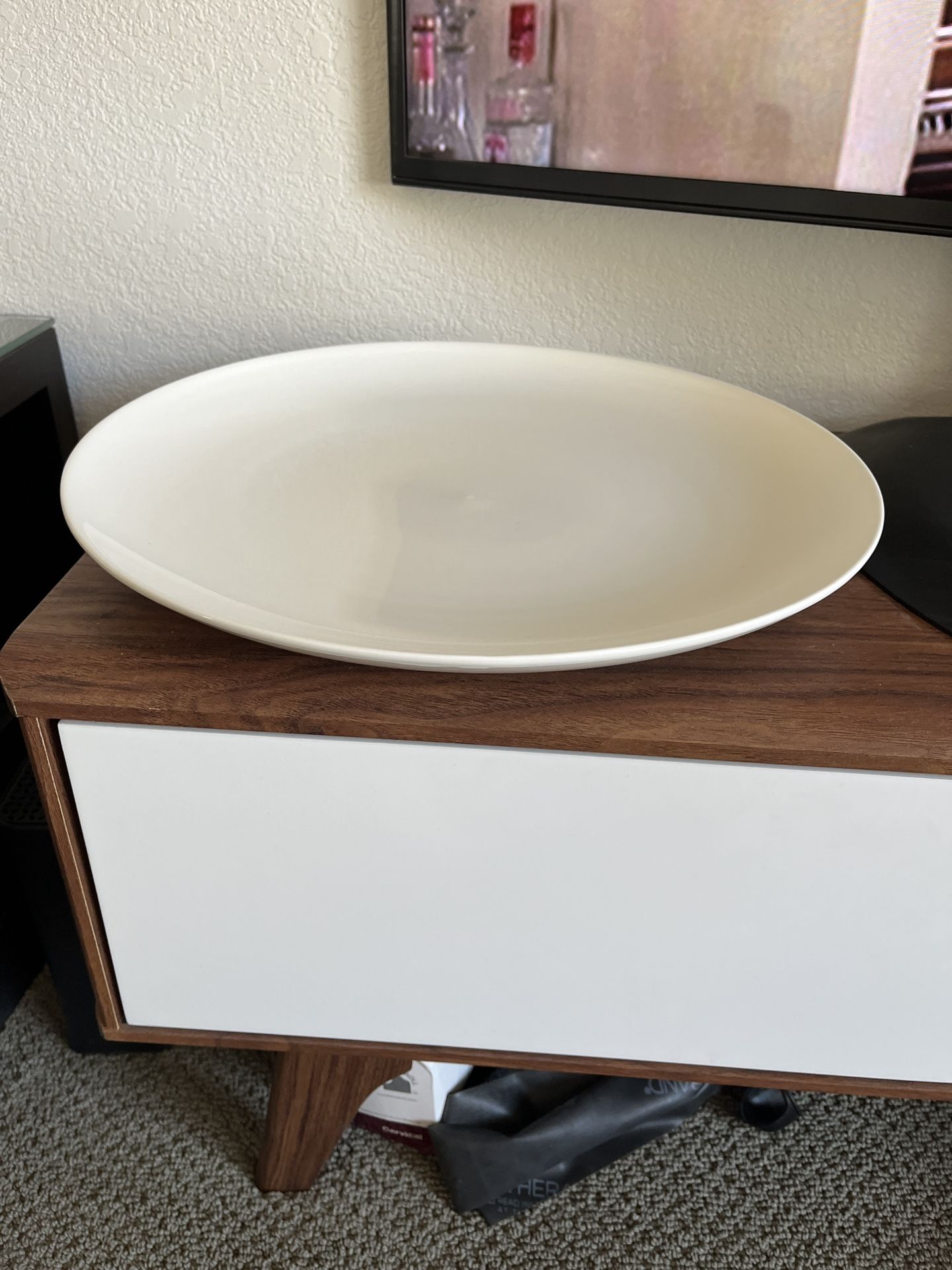 Crate And Barrel Serving Platter 16”  In Diameter By 1 3/4”  Height