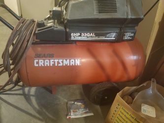 6hp, 33 gal compressor 15scfm at 40 psi, 11.5 scfm at 90 psi