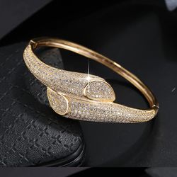 Classic Elegant Pave 18K Gold Plated Cubic Zirconia Bracelet For Women, Anniversary, Engagement, Valentine's Gift 