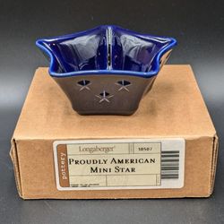 Longaberger Proudly American Mini Star Pottery Dish 30507 Blue Stars- 2003