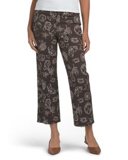 Bagatelle Tablescape Motif Slant Pocket Cropped Pants