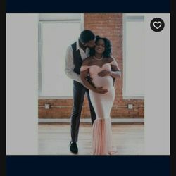 Pink Long Maternity Dress