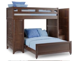 Dark brown Bunk bed with mattresses