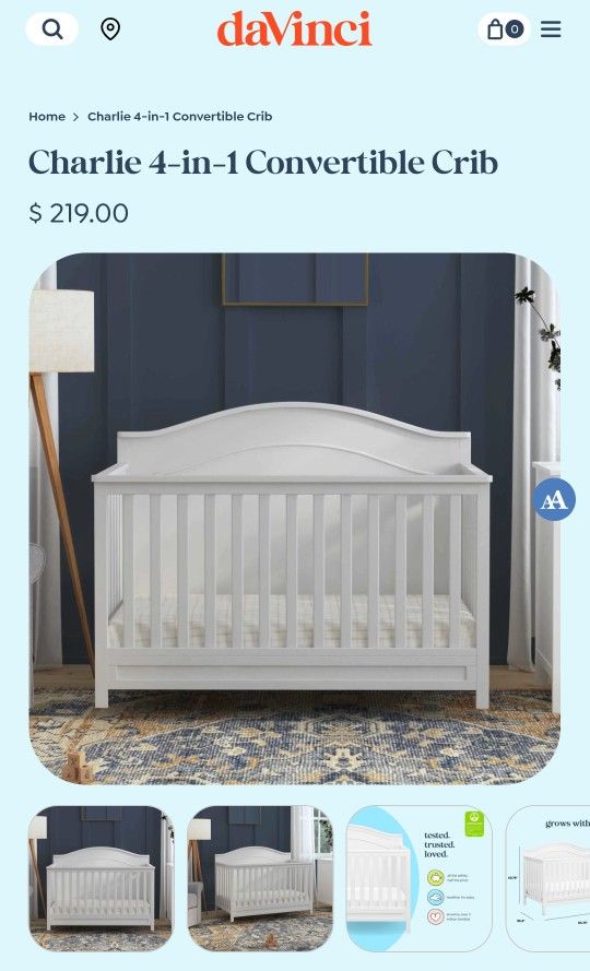 Davinci Charlie 4 In 1 Convertible Crib