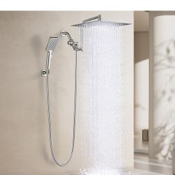 Open Box New YDmeet 12 Inch Shower Head with Handheld Spray Combo- Rain Shower Head with Handheld- Stainless Steel Height Adjustable 12" Extension Arm