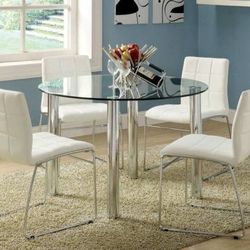 Brand New White Modern 5pc Dining Table Set
