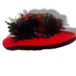 Red Fascinator Hat - Dramatic and Unique