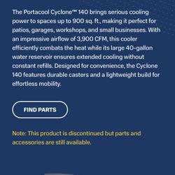Portacool Cyclone 140 Water Cooler 