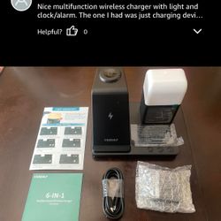 6 in 1 Wireless Charging Station for Apple Charging Station for Multiple Devices with Alarm Clock and Night Light nightstand for iPhone 16 15 14 13 fo
