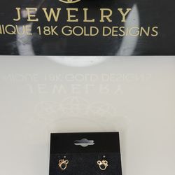 18K Gold Minnie Mouse Stud Earrings