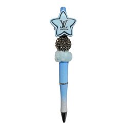 Fashion Custom Handmade Beaded Ballpoint Twist Pen Focal Bead Blue