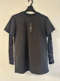 Fashion Nova Black Lace Long Sleeve Top Shirt XLarge