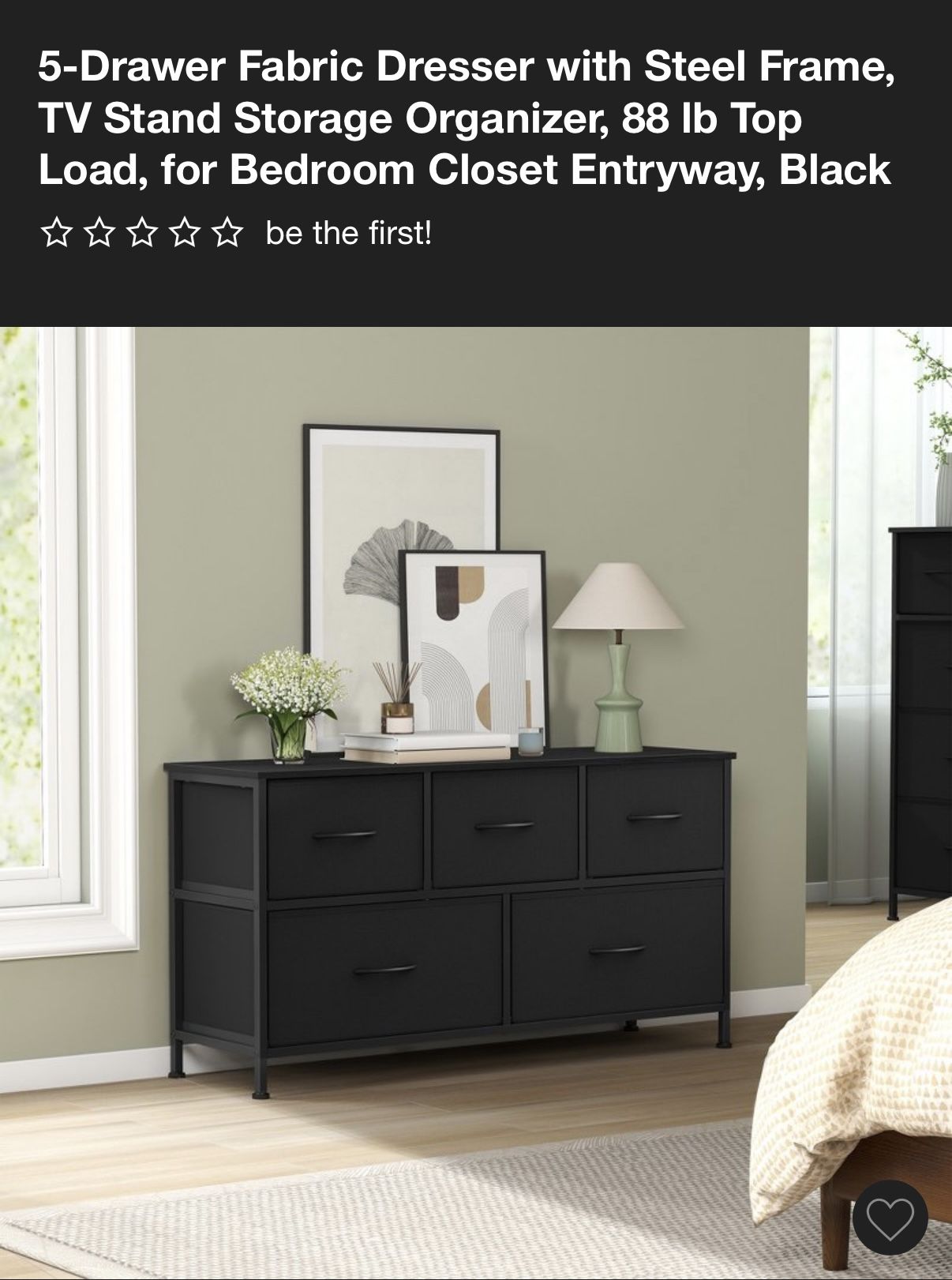 5-Drawer Dresser Black