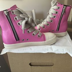Lace-Up Front High Top Skate Shows Pu Leather Sport Shoes With Sode Zipper