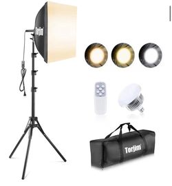 Torjim Softbox Photography Lighting Kit, 16'' x 16'' Professional Softbox Lighting Kit with 85W 3000-7500K LED Bulbs, Studio Lights for Photography/Vi