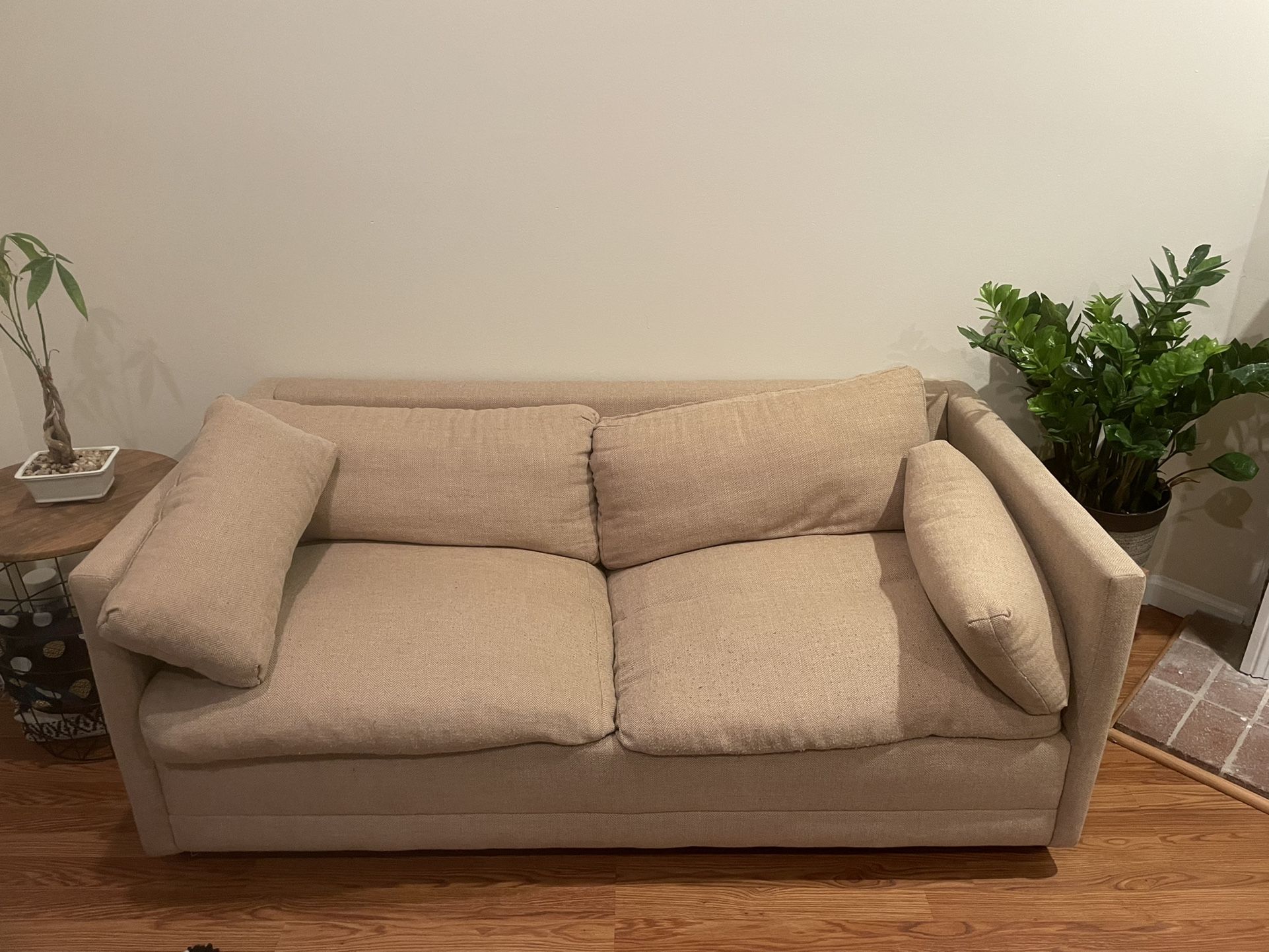 Light Brown / Tan Pull Out Sofa Couch