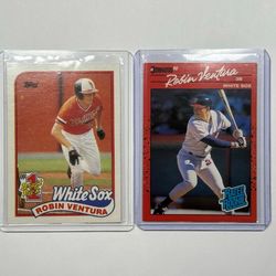 (2) Robin Ventura Rookie Card Lot: 1989 Topps #764 & 1990 Donruss #28