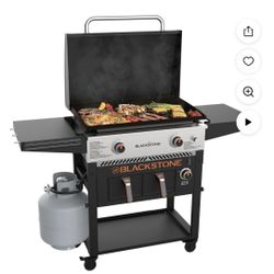 Blackstone Outdoor Combo Griddle, 2-Burner 28" Propane Flat Top Grill with Air Fryer and Hood, Black