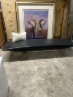 Mid-Century Style Luxury Genuine Leather Bench