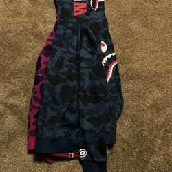 navy camo bape hoodie 