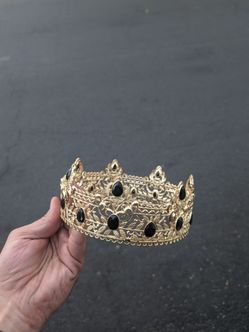 Gold & Black Jeweled Metal Crown / Tiara – Costume Cosplay