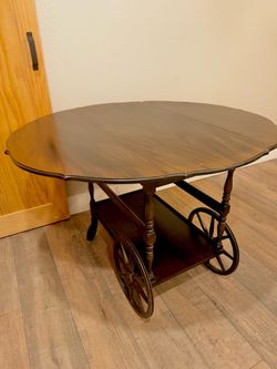 Vintage Wood Drop-Leaf Tea Cart in excellent condition!!!