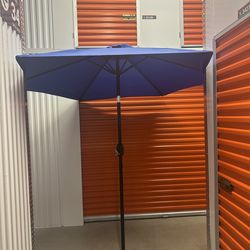 Blue patio umbrella