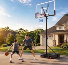 Basketball Hoop for Outdoor, Fehomix Adjustable Height 7-10 FT, Portable Basketball Goal System with 45" Shatterproof Backboard, Wheels & Water Base,