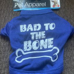 Kole Imports Bad to the Bone Cute Dog Pet T-Shirt New blue