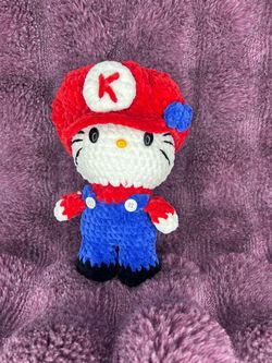 Hello Kitty Mario Crochet Amigurumi Plush