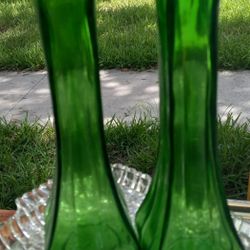 2matching  Vintage Europa Emerald Green Bud Vases.