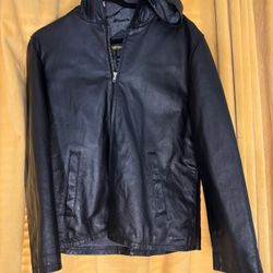 Genuine leather Jacket With Hood Size Small $10