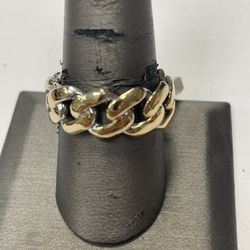 Cuban Link Style Gold Ring 