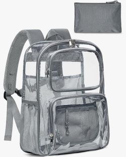 Clear Backpack Heavy Duty 17" Large PVC Bookbag with Accessories