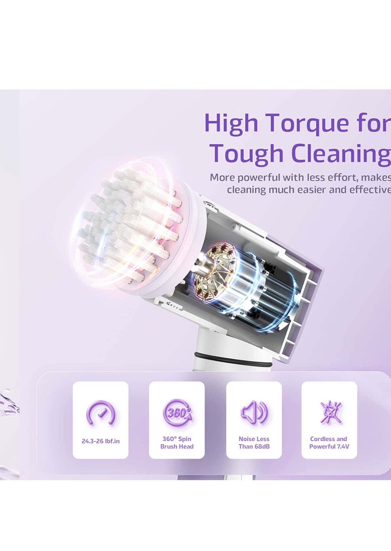Electric Spin Scrubber Cordless - Handheld Power Scrubber Cleaning Brush,Rechargeable Shower Scrubber for Cleaning Bathroom,Tub,Floor,Tile,Window,Kitc