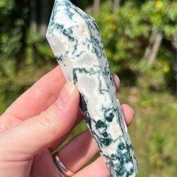 🎍 Crystals | Druzy Moss Agate Wand 🎍