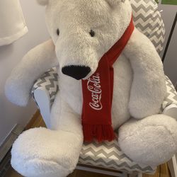 30” Coca Cola Stuffed Polar Teddy Bear