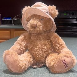 Burberry Baby Teddy Bear 2006 With Checkered Fisherman Hat Cuddly Soft Plush 12”
