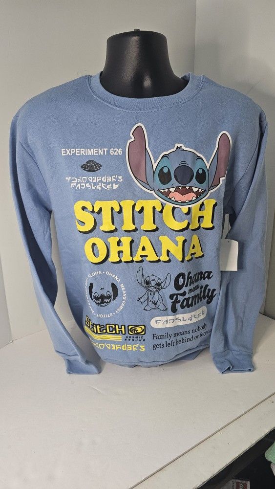 Womens Small(3-5) Disney Stitch Ohana Sweatshirt 