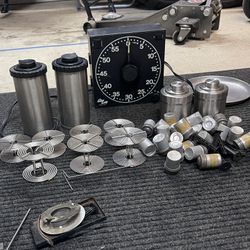 Vintage lot of dark room film developing tanks gralabs model 300 timer simmons omega 27 travel cannisters