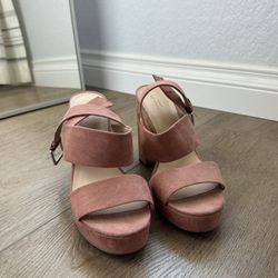 Urban outfitters Dusty rose pink wedge heels