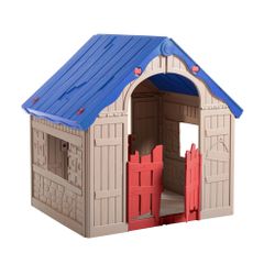 The WonderFold Keter Easy to Fold Children's Folding Playhouse in blue/red (As Is Item)
